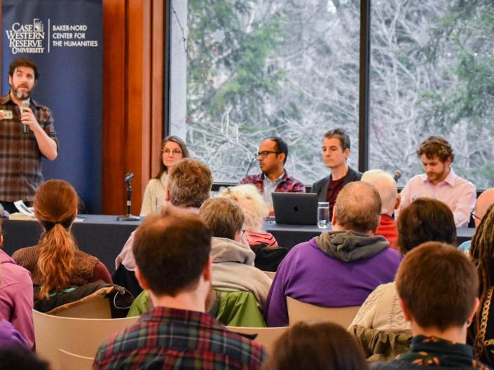 A picture of one of the panel discussions at the Cleveland Humanities Festival