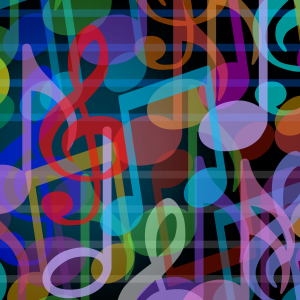 Bright multi-color music symbols