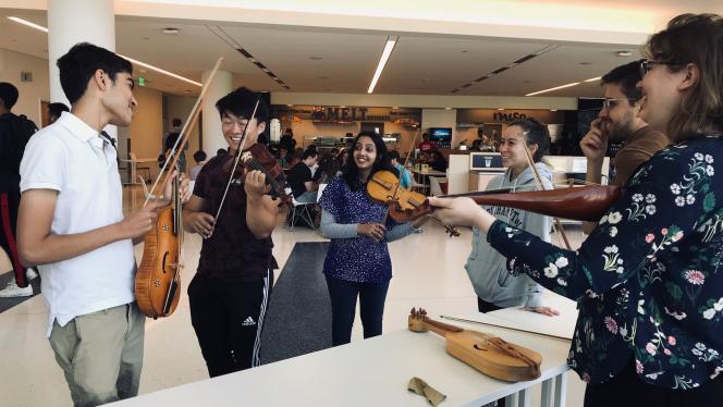 Joint Music Program students with instruments