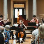 The Baroque Chamber Ensemble performing in the Cleveland Museum of Art galleries.