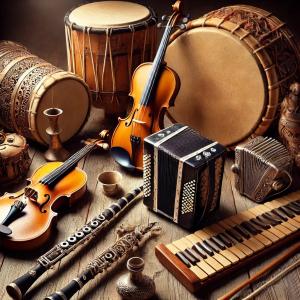 Arrangement of Klezmer musical instruments