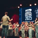 CWRU Spartan Marching Band on stage at the Agora