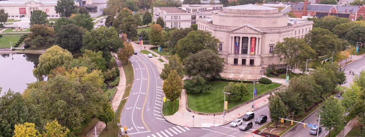 Severance hall overhead campus view