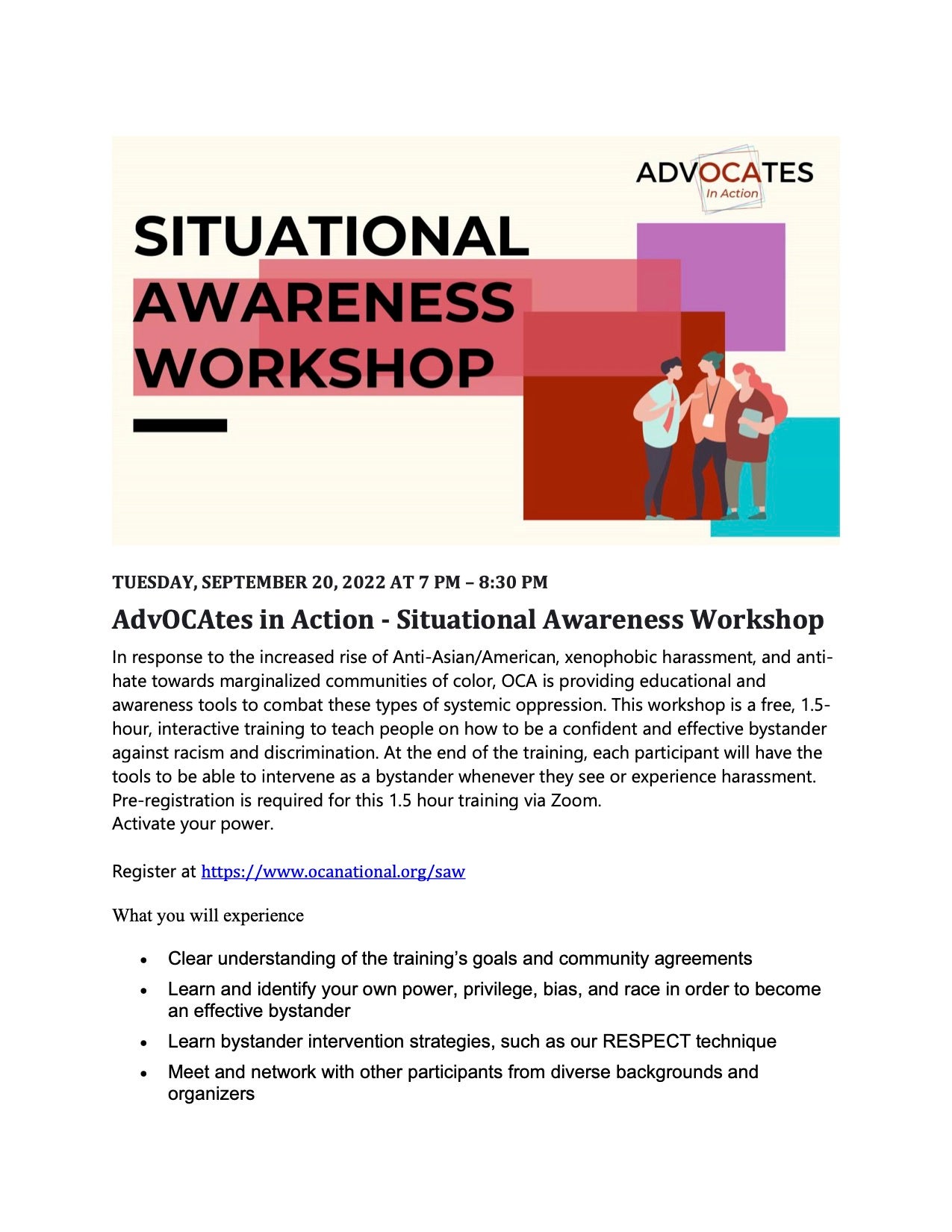 Announcement for Situational Awareness Workshop