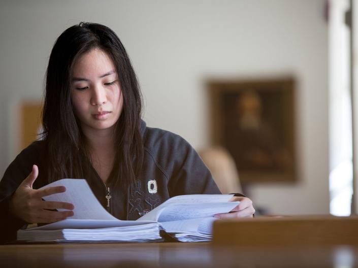 Female student studying at Case Western Reserve University