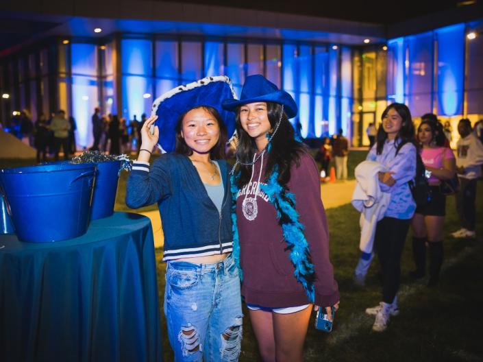 Students participating in Blue Bash during Homecoming.