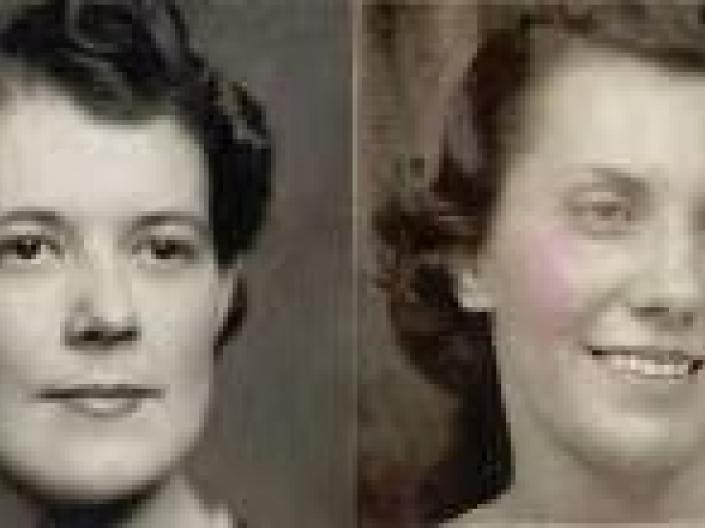 Leona Bevis and Marguerite Haynam black and white headshots