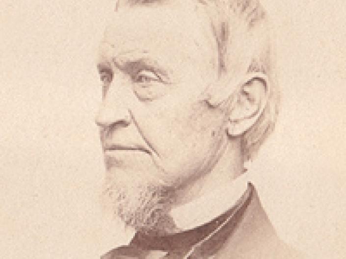 Black and White headshot of Elijah Porter Barrows in formal attire