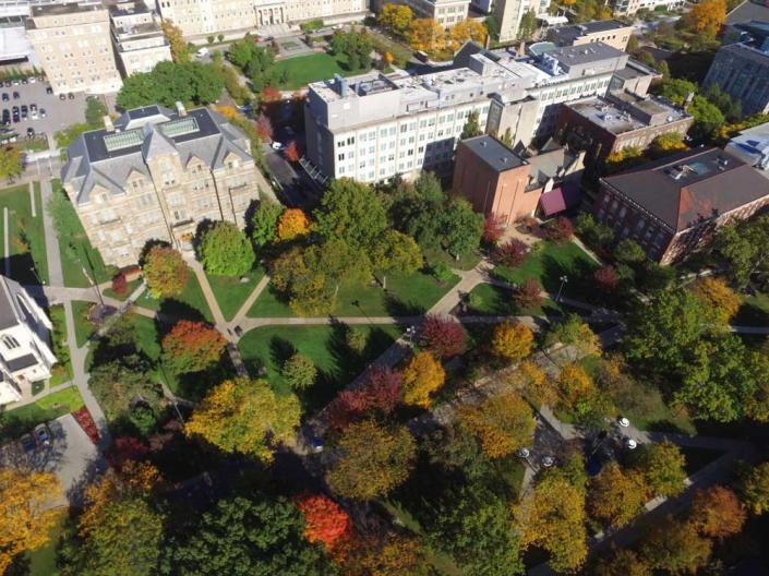 Aerial shot of CWRU campus