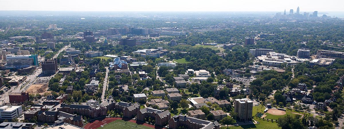 Aerial picture of campus. 