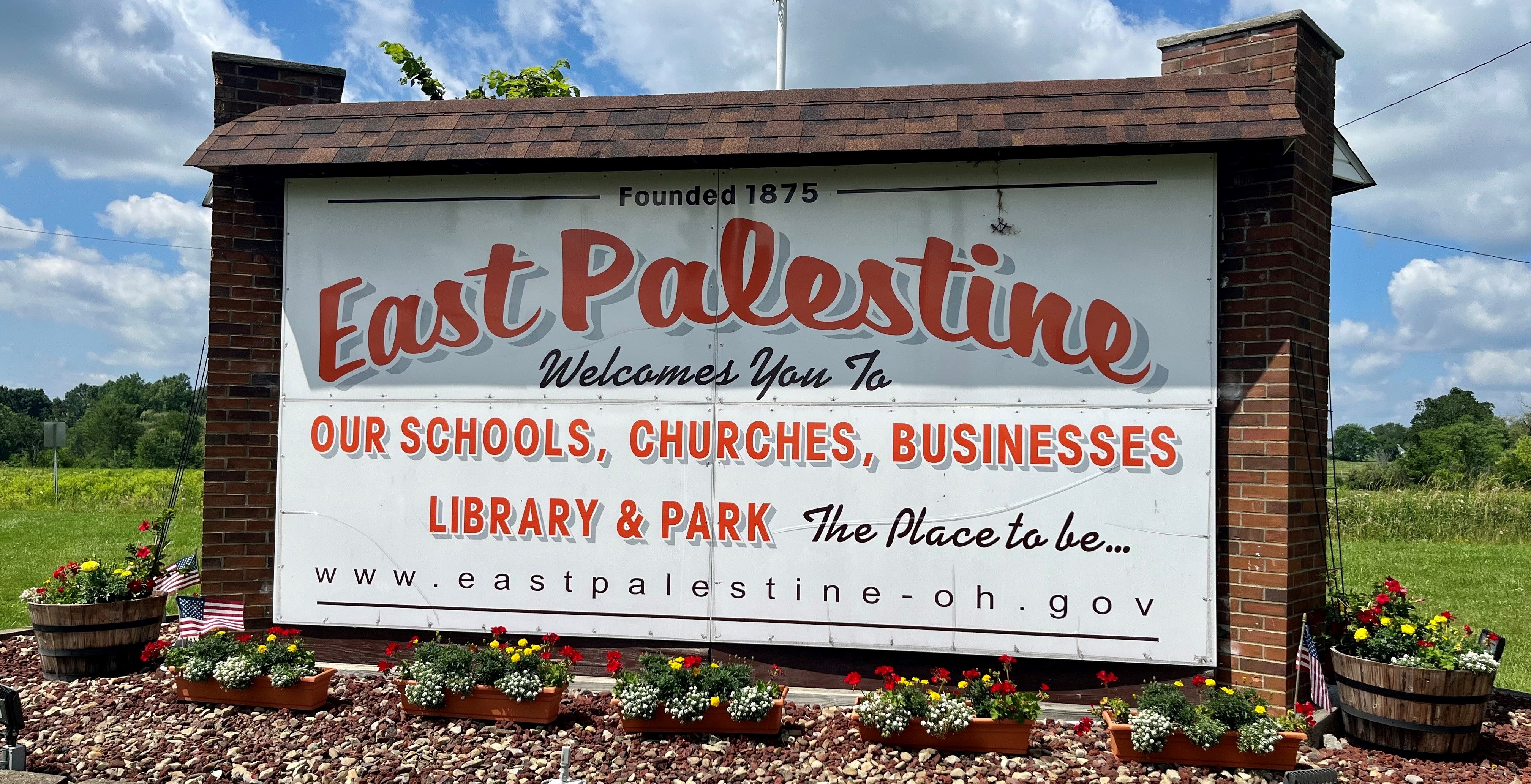 picture of a welcome to East Palestine sign