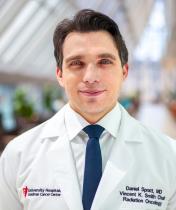 Daniel Spratt standing in Seidman Cancer Center
