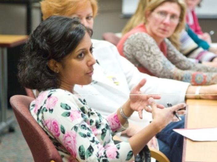 A patient participating in a group discussion