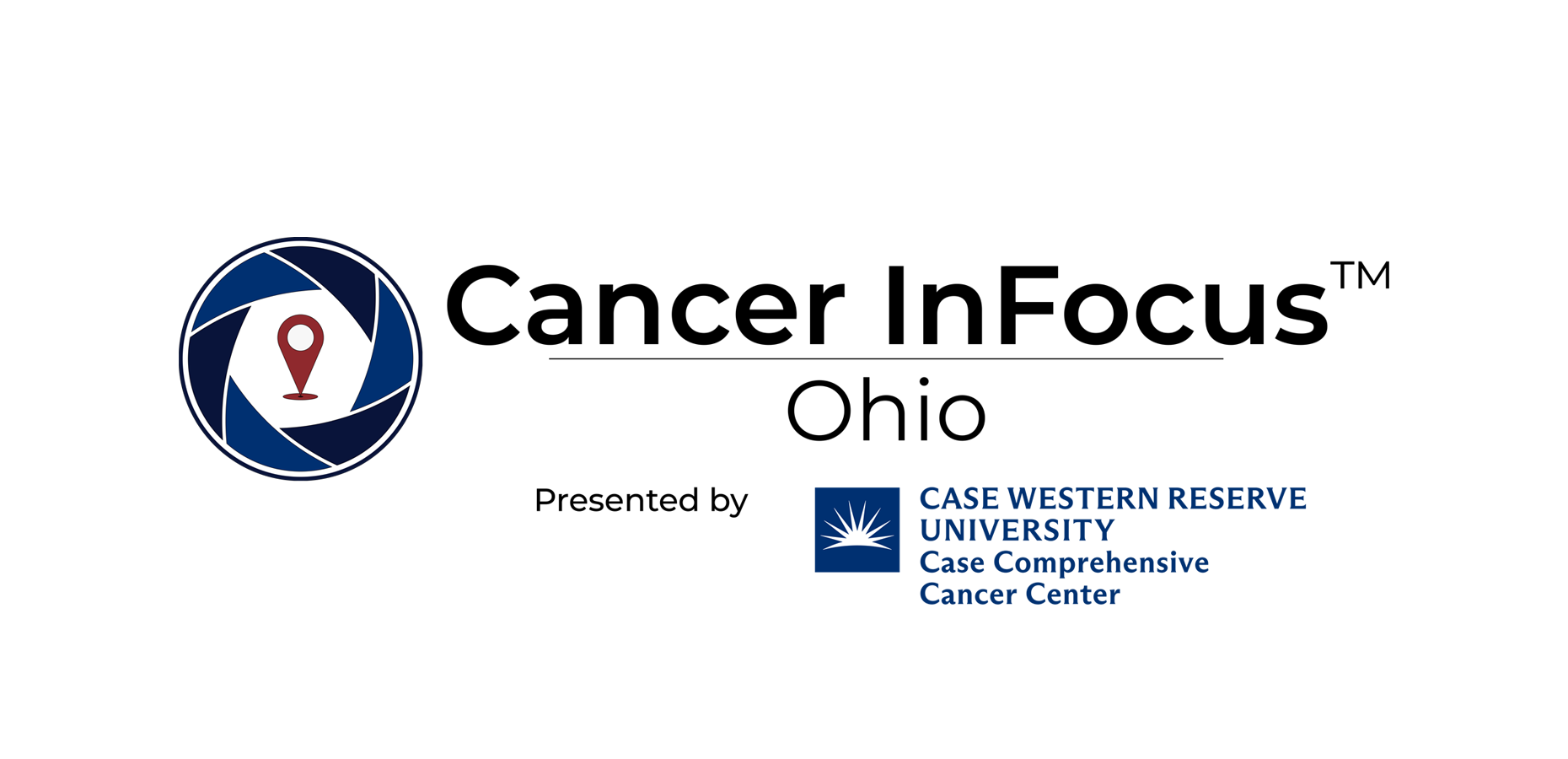 Cancer InFocus Ohio logo with text indicating it is presented by Case Western Reserve University Case Comprehensive Cancer Center.