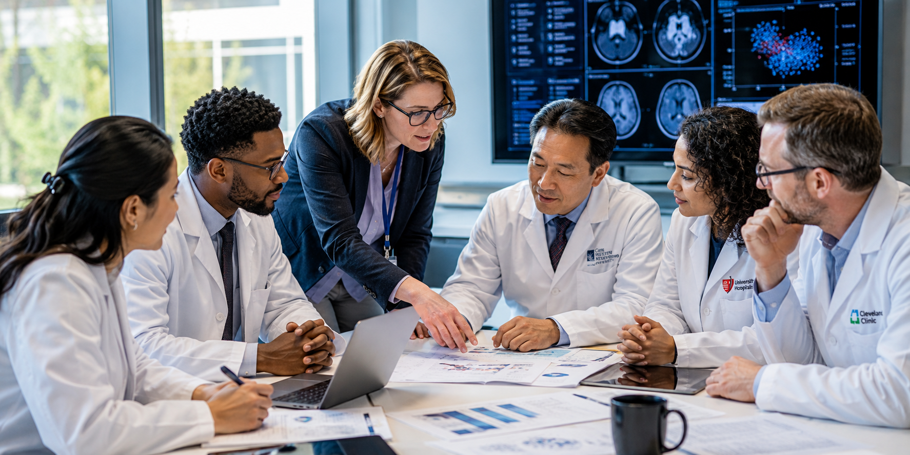 Researchers and physicians from multiple institutions collaborating on cancer research and patient care initiatives.
