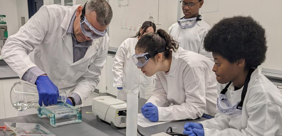 YES students working with a mentor in a lab
