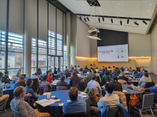 2023 microbiome workshop attendees listening to a presentation in Tinkham Veale