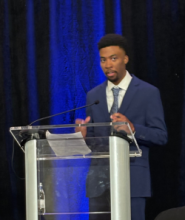 Photo of Lavonte Saunders speaking at ACS conference