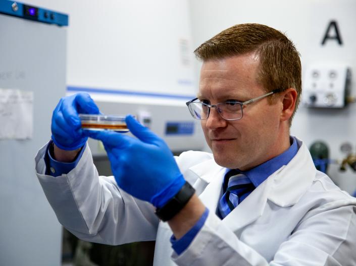Chris Hubert in his lab