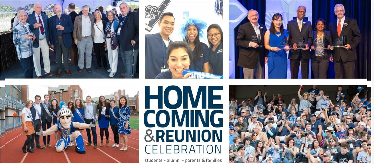 A banner of photos taken at past Homecoming and Reunion events.