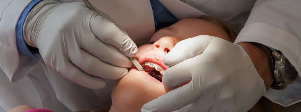 Closeup of a dental examination.
