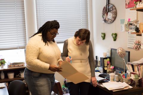 Tashyana Copeland and Dr. Slusar in their office