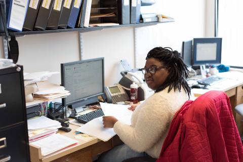 Tashyana Copeland at her desk