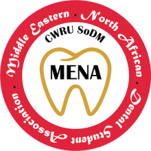 MENA logo featuring tooth and red circle border with Middle Eastern North African Student Dental Association