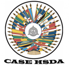 CWRU HSDA circle with international flags logo