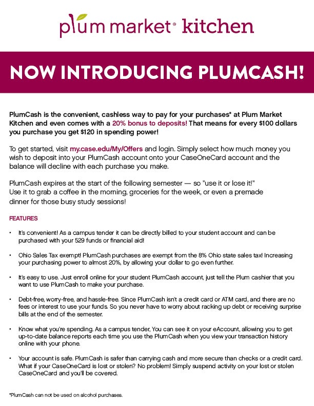 PlumCash Information Sheet