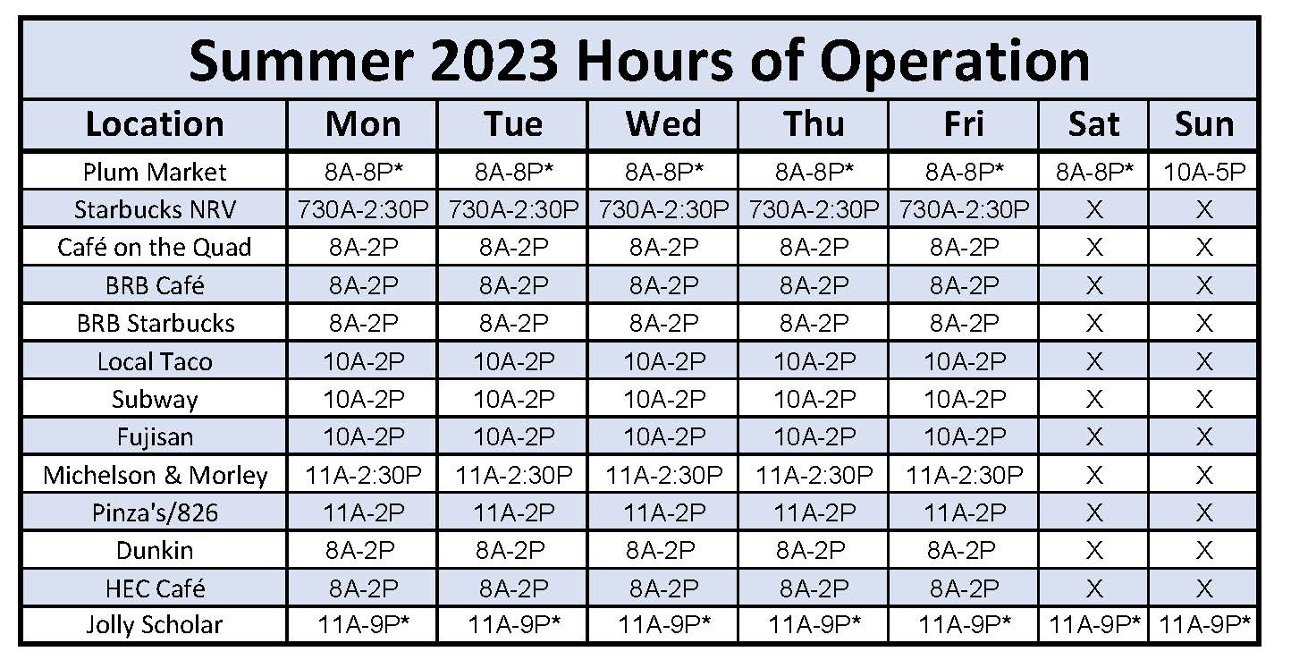2023 Summer Hours