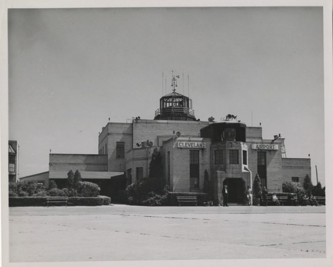 Exterior view of the 1930s Cleveland Municipal Airport building.