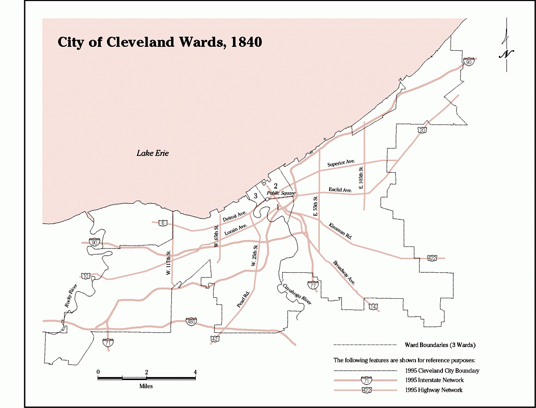 Map of City of Cleveland Wards, 1840