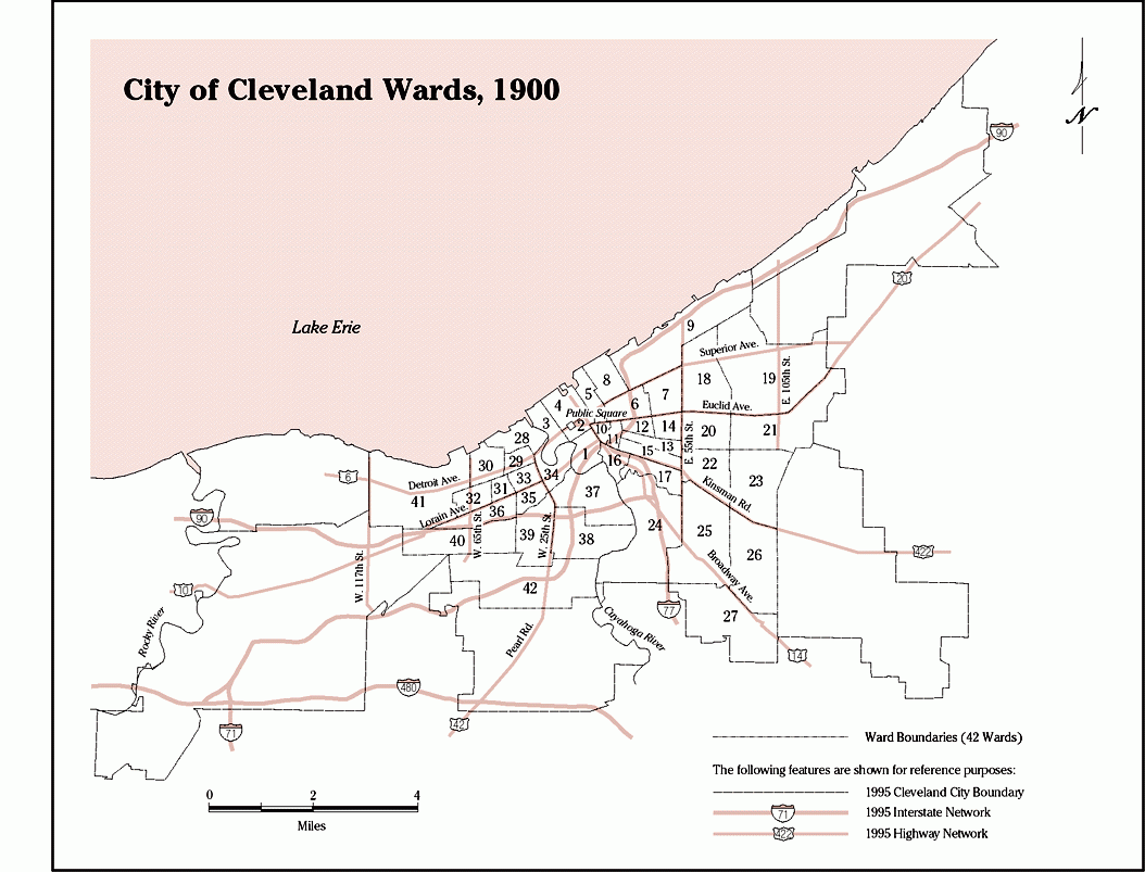 Map of City of Cleveland Wards, 1900