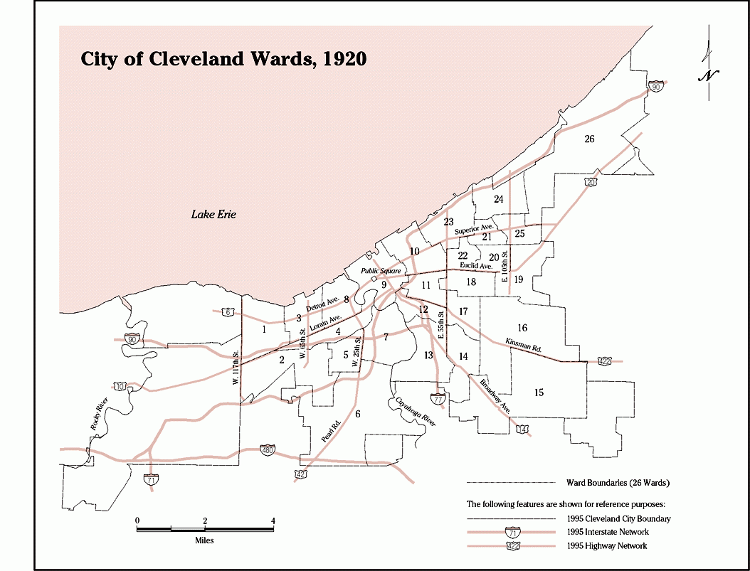 Map of City of Cleveland Wards, 1920
