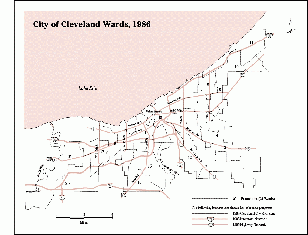 Map of Cleveland Wards, 1986