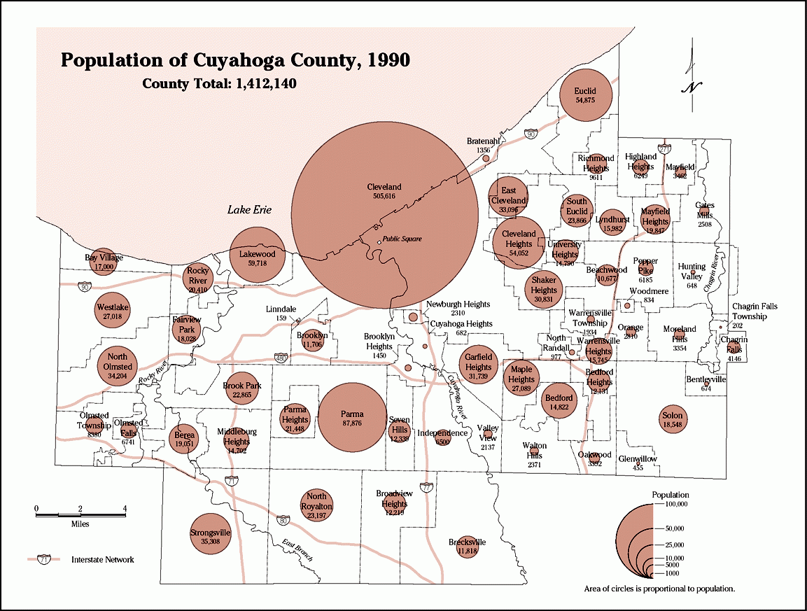 Population of Cuyahoga County, 1990.