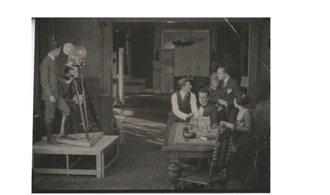 Samuel R. Brodsky directing cameraman Ernest M. Reynolds in "House without Children," shot at the Samuel Andrews house.
