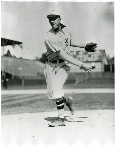 Adrian "Addie" Joss pitching for the Cleveland Americans, c. 1903