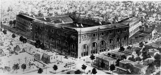A detailed drawing of League Park, 1924. CPL.