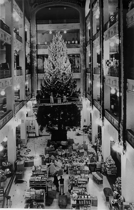 Decoration of the famous Sterling-Lindner Christmas tree, ca. 1967. CPL.