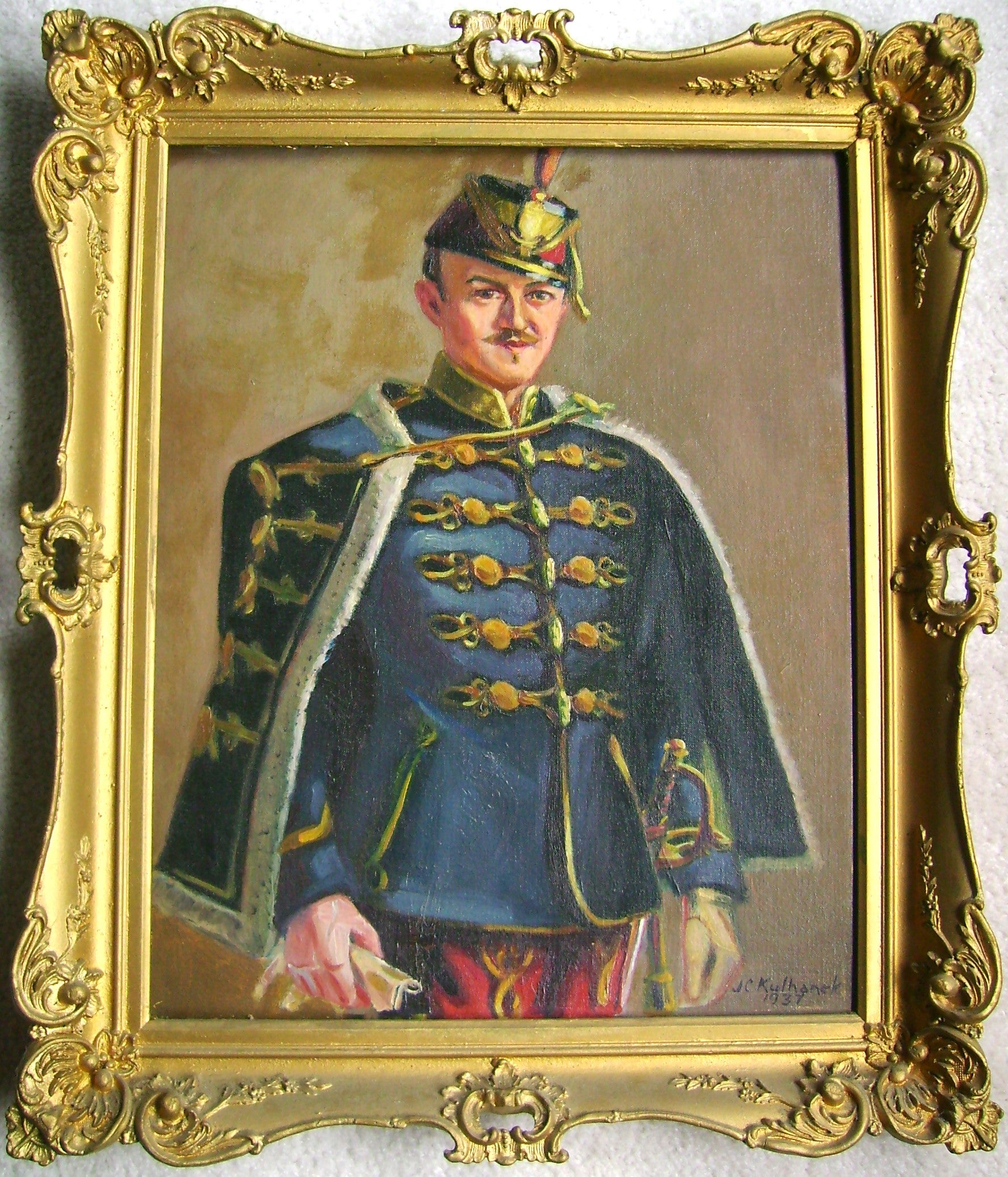 Self-portrait of James Charles Kulhanek in an Austro-Hungarian Hussar uniform, 1937