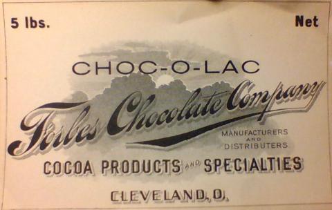 Early Forbes Chocolate Company Logo written in black and white decorative calligraphy