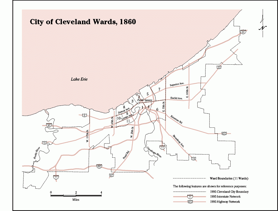 Map of City of Cleveland Wards, 1860