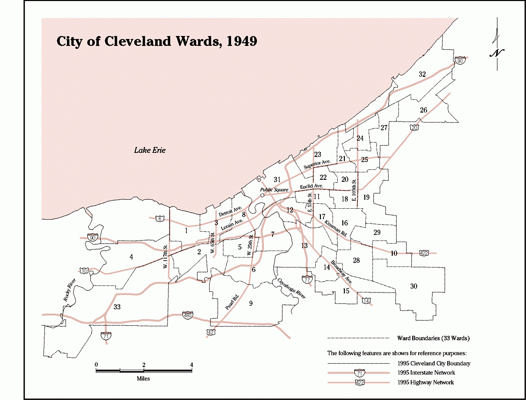 Map of City of Cleveland Wards, 1949