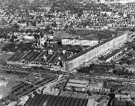 This aerial view of the Fisher Body Plant on Coit Rd. shows the enormous size of the factory, ca. 1949. WRHS