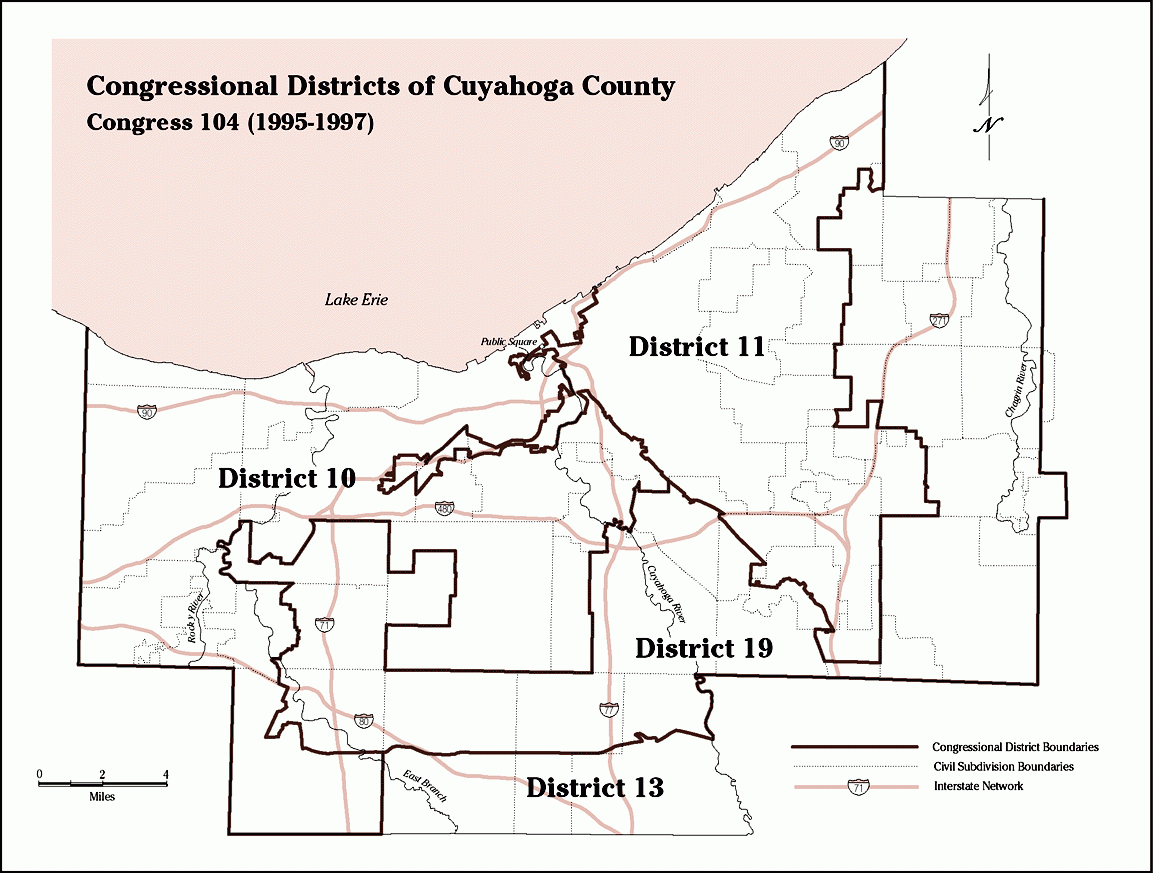 Map of Cuyahoga County Congressional Districts 104th Congress