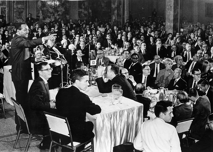 Debate of Carl B. Stokes and Seth Taft at the City Club of Cleveland during the 1967 mayoral campaign. Cleveland Press Collection, CSU Archives/Photo by Bill Nehez.