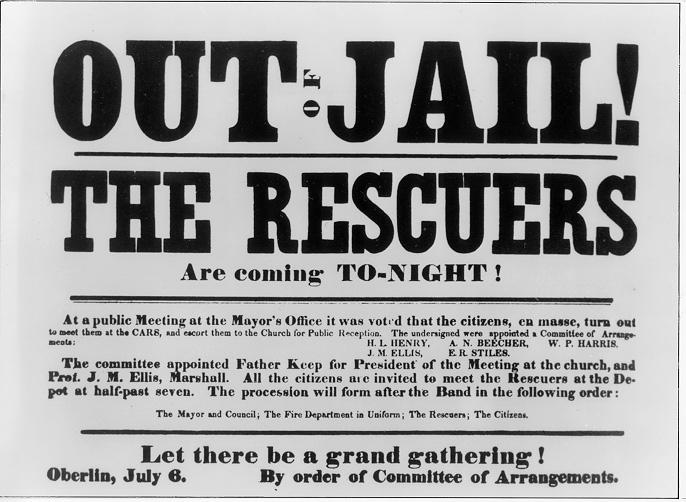Call for public celebration of the return of the Oberlin-Wellington Rescuers, July, 1859. Oberlin College Archives.