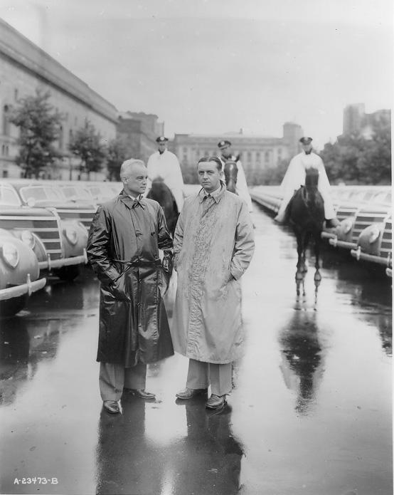 Mayor Harold Burton (left) and Safety Director Eliot Ness pose with the Police Department